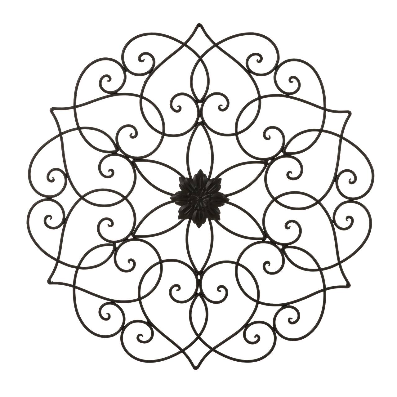 Glitzhome® 23" Traditional Floral Iron Scroll Outdoor Wall Decor